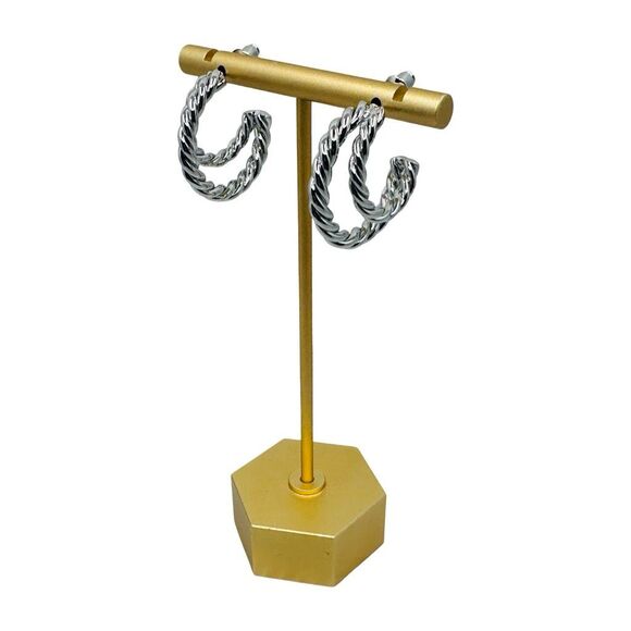 Rachel Zoe Curateur x Rendor Victoria White Gold-Plated Double Hoop Earrings - Picture 5 of 6